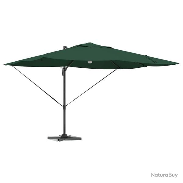 Parasol Cantilever Roma de avec LEDs, vert, dimensions 352x251x265 cm, en aluminium