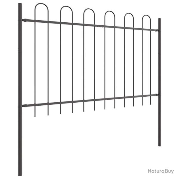 Cl�ture de jardin gris avec arc, 1,7x0,8 m en acier