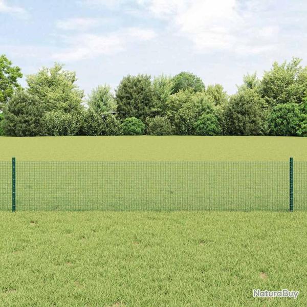 Cl�ture en fil soud� avec 11 poteaux en U verts 0,4 x 25 m en acier