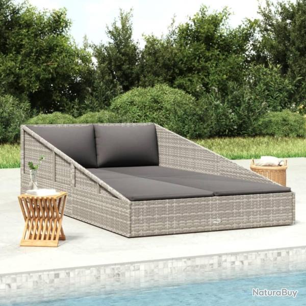 Lit de jardin Gris 110x200 cm R�sine tress�e