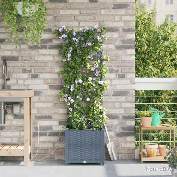 Jardini�res de jardin 1 pc Treillis Gris clair 40 x 40 x 142 cm