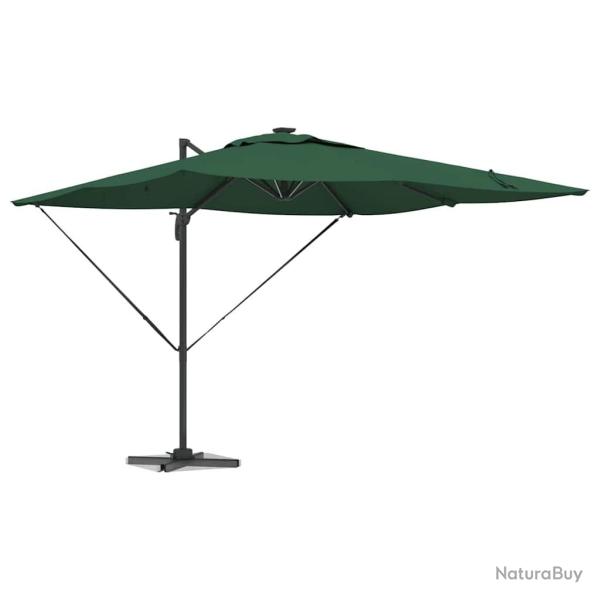 Parasol dport Roma avec LEDs - Vert, 286 x 285 x 270 cm en aluminium