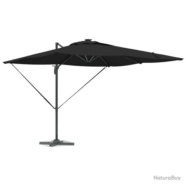 Parasol dport Roma avec LEDs - Noir, 286 x 285 x 270 cm, en aluminium