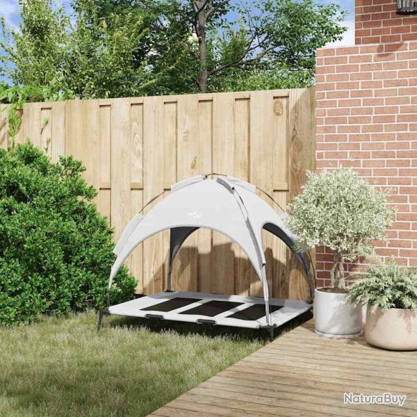 Lit pour chien sur�lev� avec toit amovible gris argent� XL acier