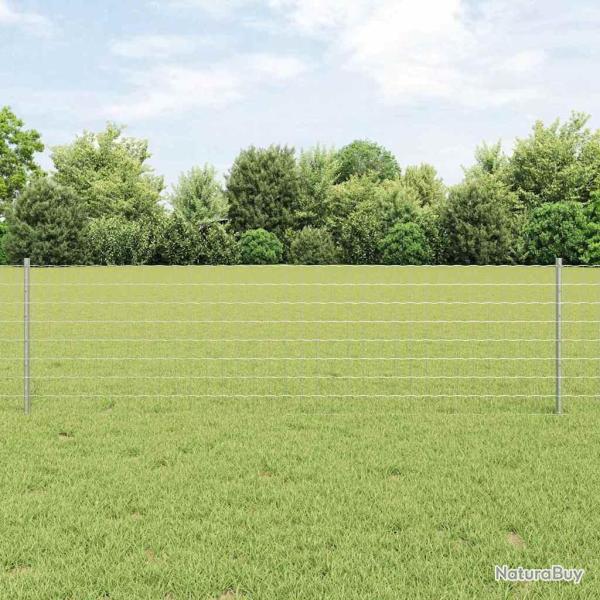 Cl�ture Euro avec 22 poteaux U Argent 0,6x50 m en acier