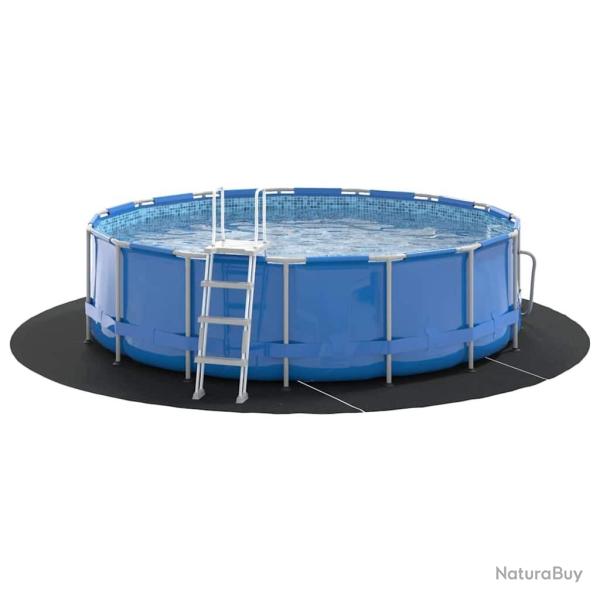 Tapis de piscine noir � 396 cm, en tissu non tiss�, rond.