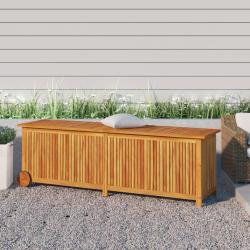 Bo&icirc;te de rangement de jardin avec roues 150x50x58cm bois acacia