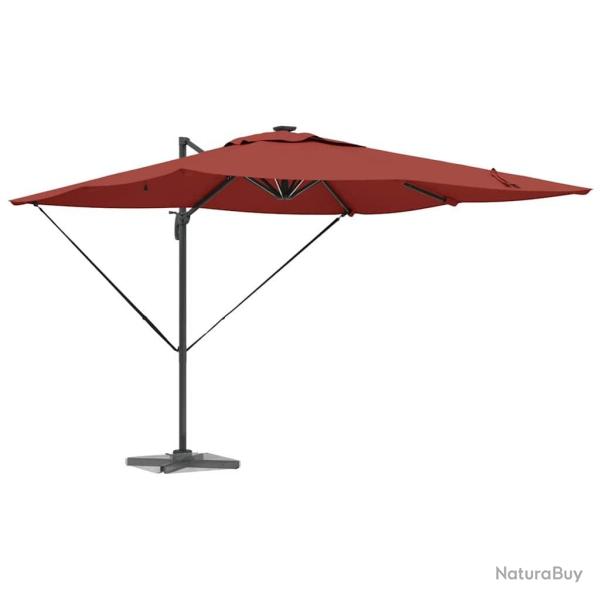 Parasol dcal Roma avec LEDs Terracotta - 286 x 285 x 270 cm, en aluminium.