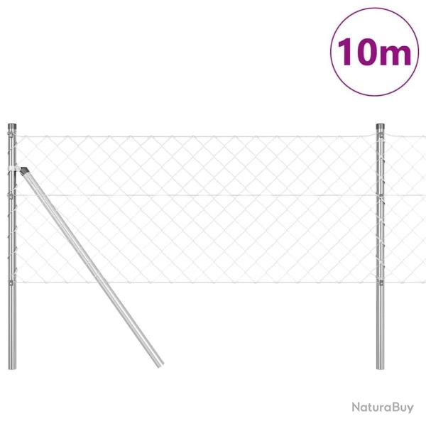 Jeu de Poteaux de Cl�ture Argent 0.4 x 10 m Acier galvanis�