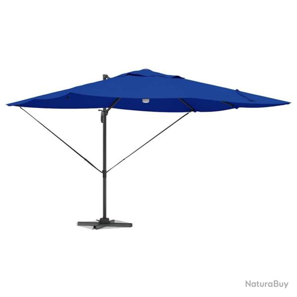 Parasol dport Roma avec LED, bleu azur, 352x251x265 cm en aluminium.