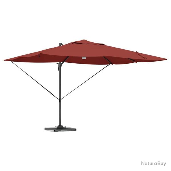 Parasol Cantilever Roma avec LEDs, terracotta, 352x251x265 cm, en aluminium.