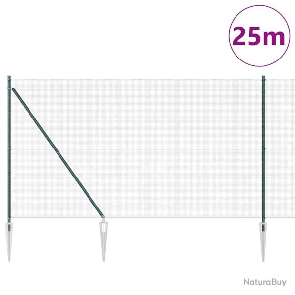 Cl�ture en fil soud� avec 13 piquets d'ancrage verte 1,6 x 2,5 m en acier