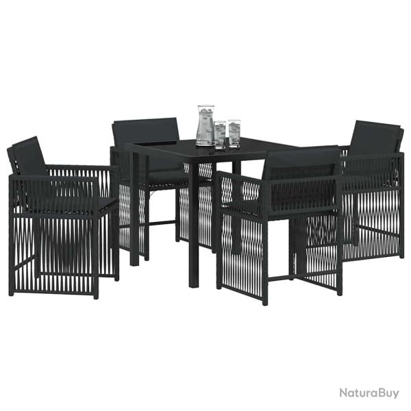 Ensemble de jardin 5 pi�ces avec coussins en poly rotin noir
