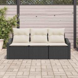 Ensemble de canap&eacute; de jardin 3 pcs Noir et Blanc polyrotin