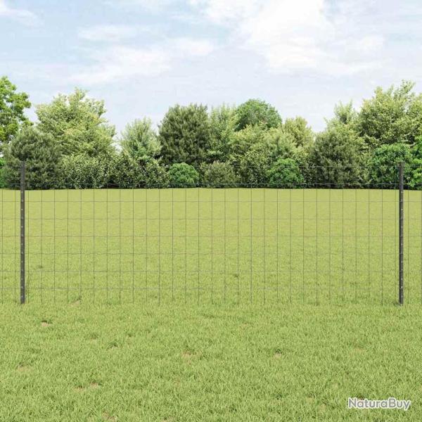 Cl�ture Euro avec 5 poteaux U Gris 0.8x10 m Acier