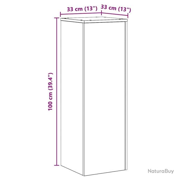 Meuble � Plantes Ch�ne Noir 33 x 33 x 100 cm en Bois Technique