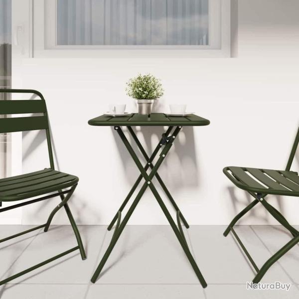 Table de jardin pliante vert fonc� 55x55x73 cm - En acier