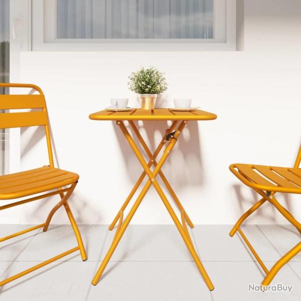 Table de jardin pliable de - Jaune moutarde - 55 x 55 x 73 cm - Acier