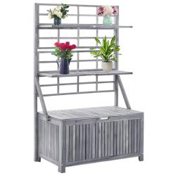 Bo&icirc;te de rangement avec treillis Gris 99x55x160cm Acacia solide