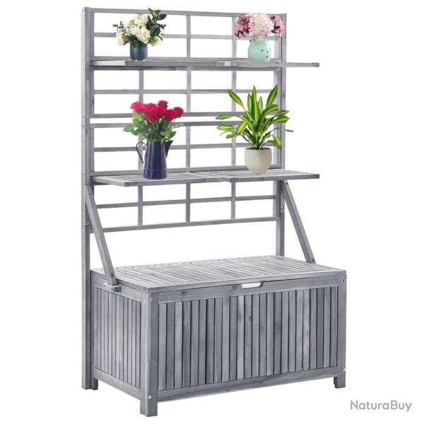 Bo�te de rangement avec treillis Gris 99x55x160cm Acacia solide