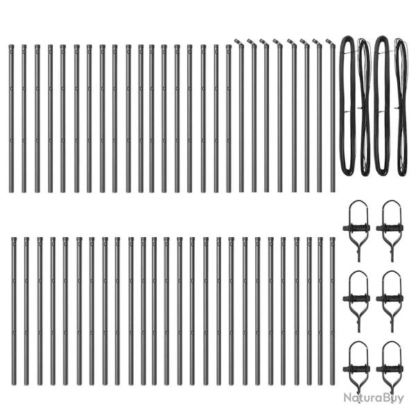 Poteaux de cl�ture 52 pcs Gris �32 mm 80 cm Acier galvanis�