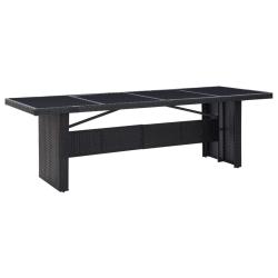 Table de jardin Noir 240x90x74 cm R&eacute;sine tress&eacute;e et verre