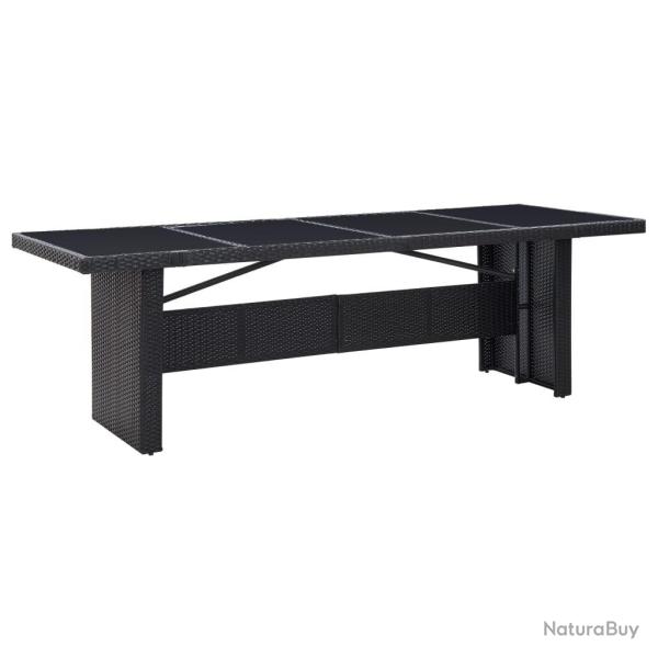 Table de jardin Noir 240x90x74 cm R�sine tress�e et verre