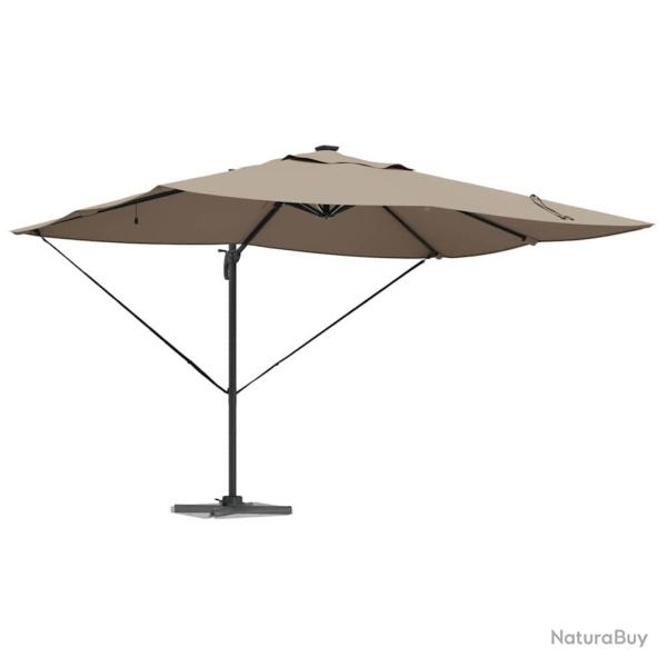 Parasol Cantilever Roma avec LEDs Taupe 352 x 251 x 265 cm en Aluminium