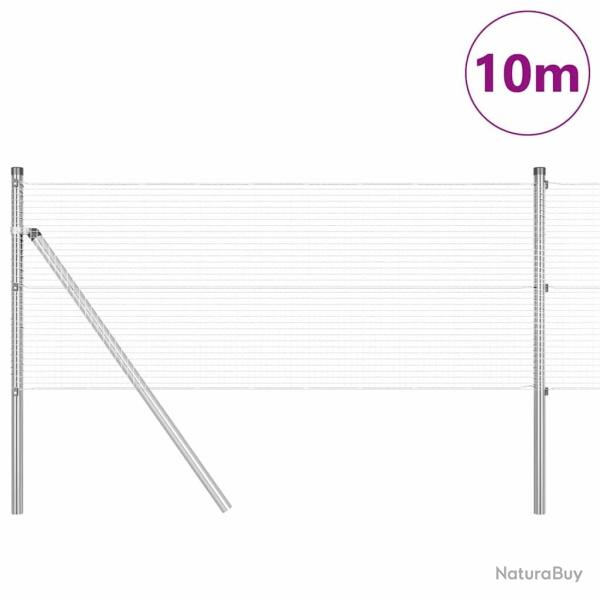 Cl�ture en fil soud� avec 7 poteaux 0.4x10 m Acier galvanis�
