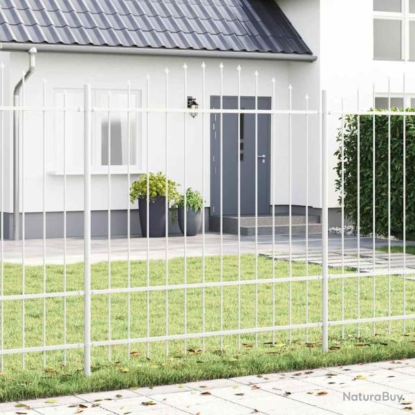 Cl�ture de jardin avec arc blanc, 5,1x1,75 m, en acier.