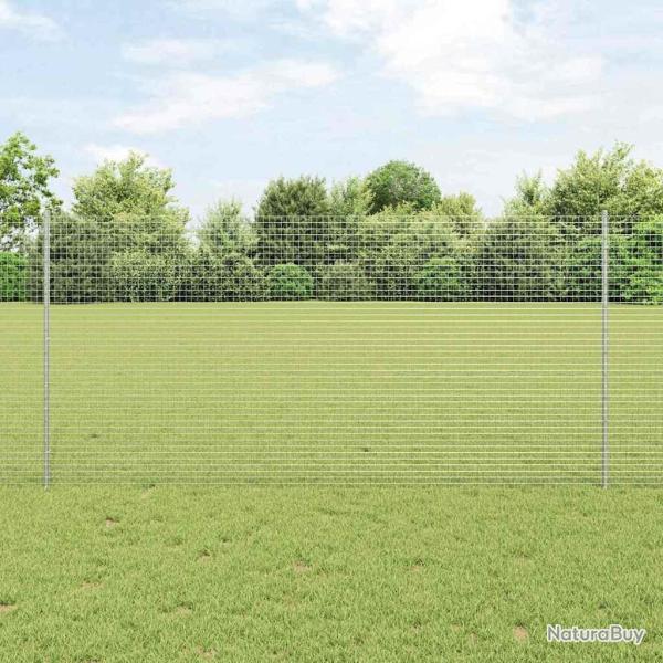 Cl�ture en Fil Soud� avec 44 Poteaux U Argent 1.2x50 m Acier