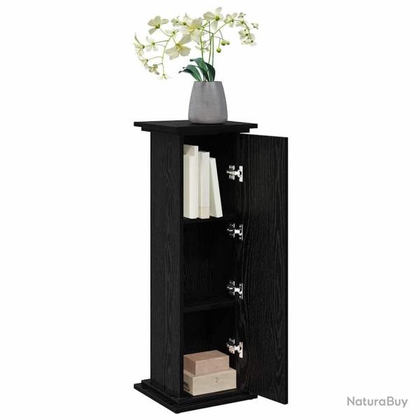 Support d'affichage avec rangement en ch�ne noir - 31x30x90 cm. Bois d'ing�nierie.