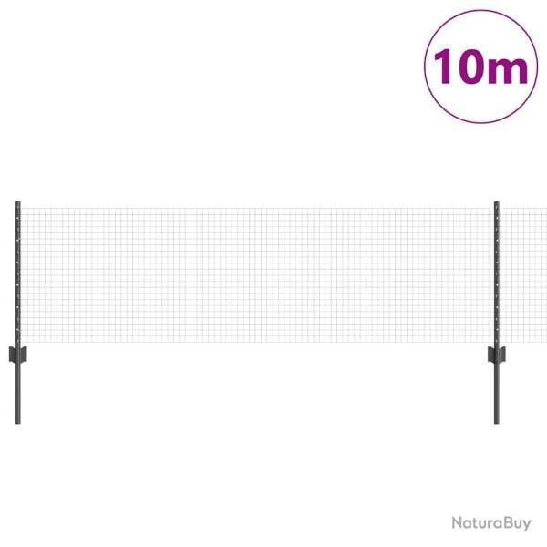 Cl�ture en Fil Soud� avec 5 Piquets Gris 0.6x10 m Acier