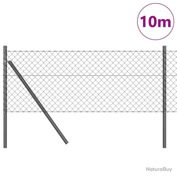 Jeu de Poteaux de Cl�ture Gris 0.4 x 10 m Acier galvanis�