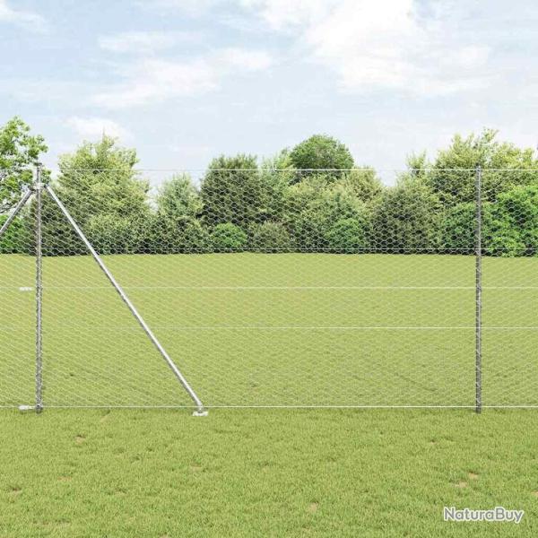 Ensemble de cl�ture 2 pi�ces Acier galvanis� 25 x 1,5 m Durable