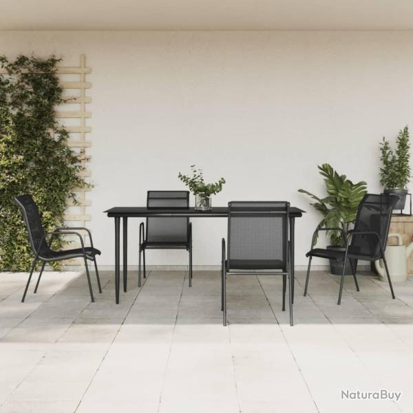 Ensemble � manger de jardin 5 pcs noir textil�ne et acier