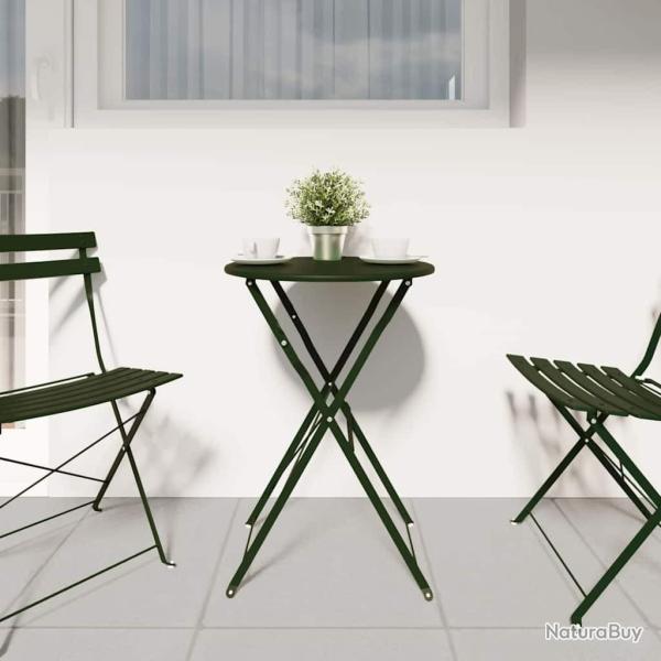 Table Bistro Pliante Vert Fonc� �50 x 71 cm, en Acier Rev�tu de Poudre