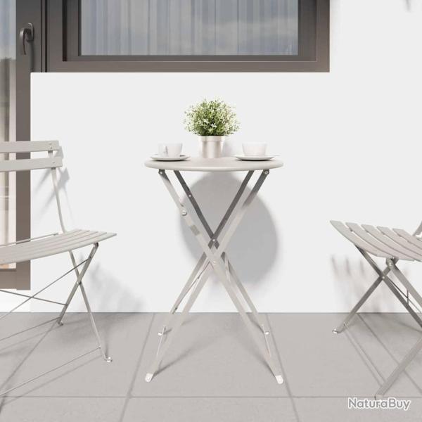 Table de bistrot pliante beige �50 x 71 cm en acier recouvert de poudre