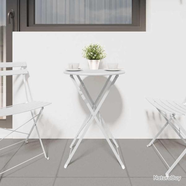 Table de bistro pliable blanche �50 x 71 cm en acier �maill�