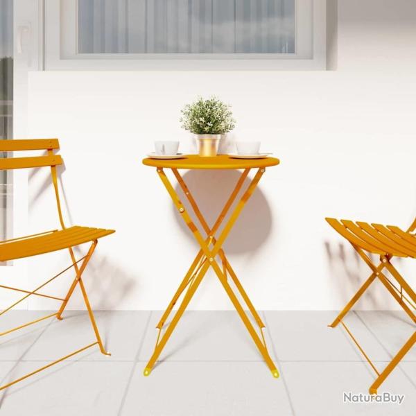 Table bistrot pliable Jaune moutarde �50 x 71 cm, en acier peint.