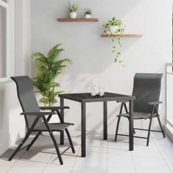 Ensemble repas de jardin 3 pi&egrave;ces en rattan poly gris