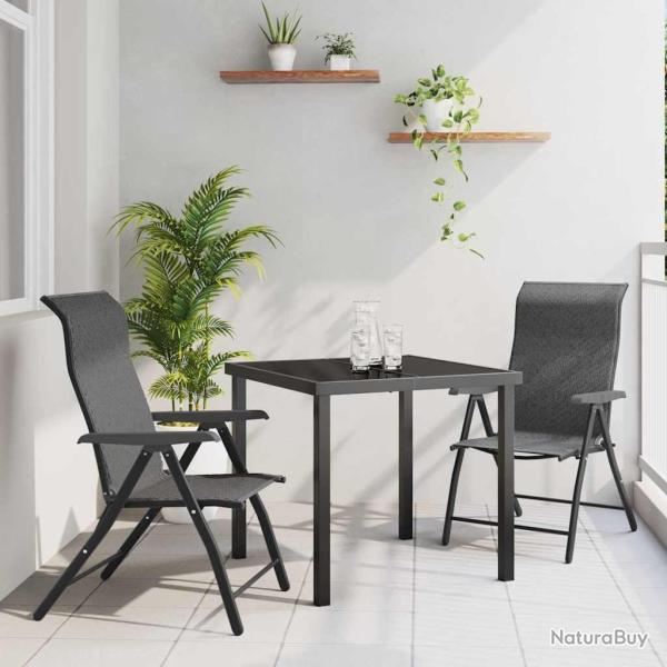 Ensemble repas de jardin 3 pi�ces en rattan poly gris