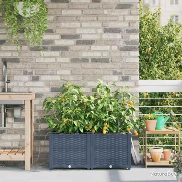 Cache-pot de jardin Basketweave Gris 40 x 40 x 126cm Plastique