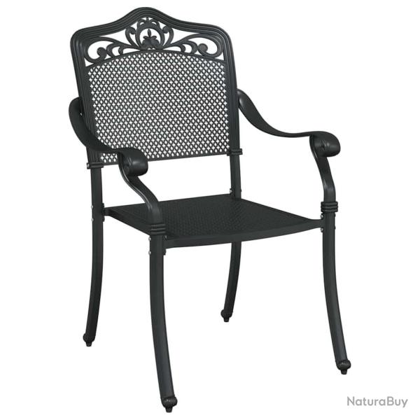 Chaises de jardin 2 pcs en alu moul� noir