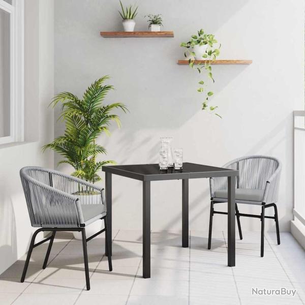 Ensemble de salle � manger de jardin 3 pi�ces - Rattan poly gris