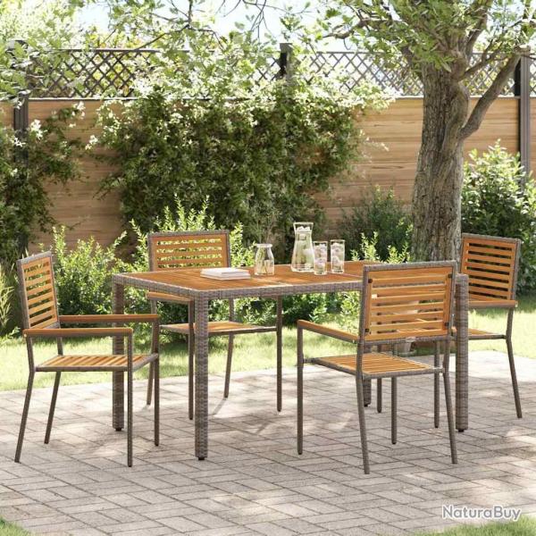 Chaises de Jardin 4 pcs Gris, Marron