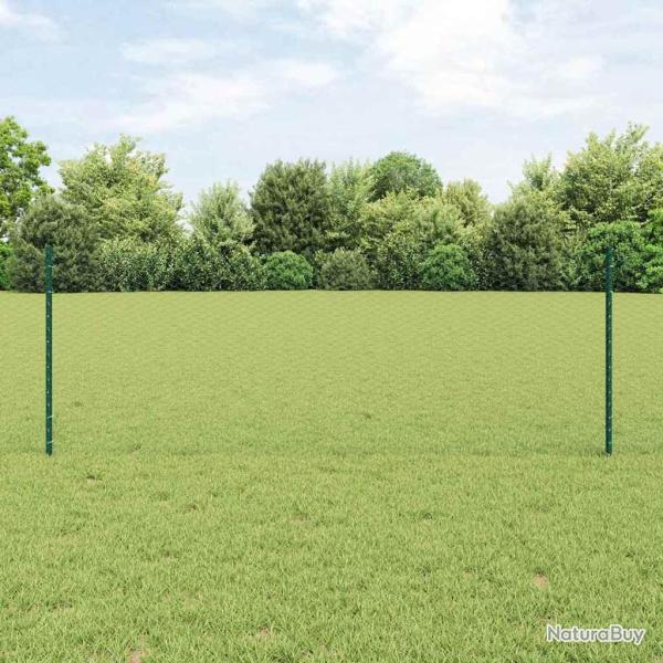 Poteaux de Cl�ture 5 pcs U-Channel Vert 80 cm Acier