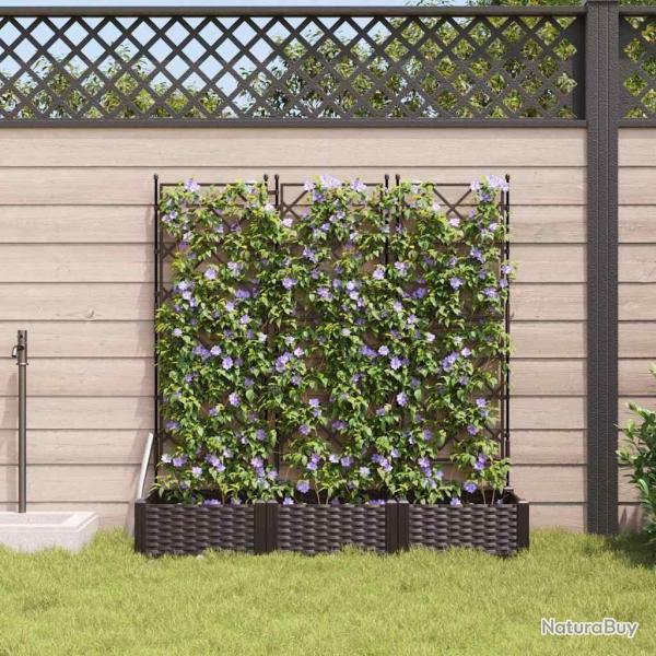 Jardini�re de Jardin avec Treillis 3 pcs Marron 120x40x125.5 cm