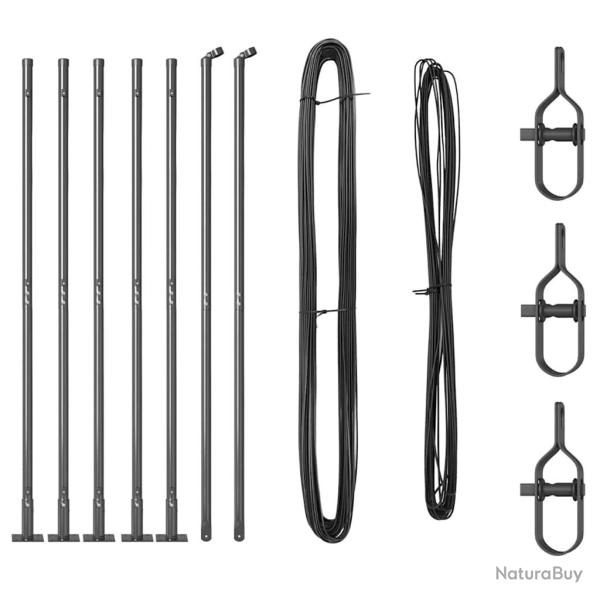 Ensemble de poteaux de cl�ture 7 pcs Gris �32mm 160 cm B�ton