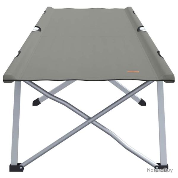 Lit de camping pliable avec sac de transport, gris, en tissu Oxford 600D.